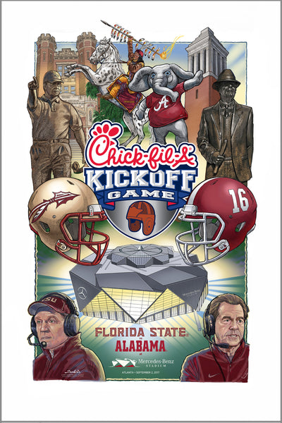 poster - 2017 Chick-fil-A Kickoff Game official art - Florida State vs Alabama
