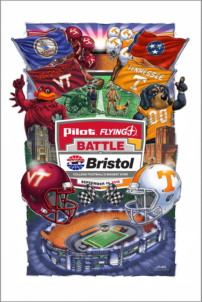 poster - 2016 Battle at Bristol  - Tennessee vs Virginia Tech - limited number remaining
