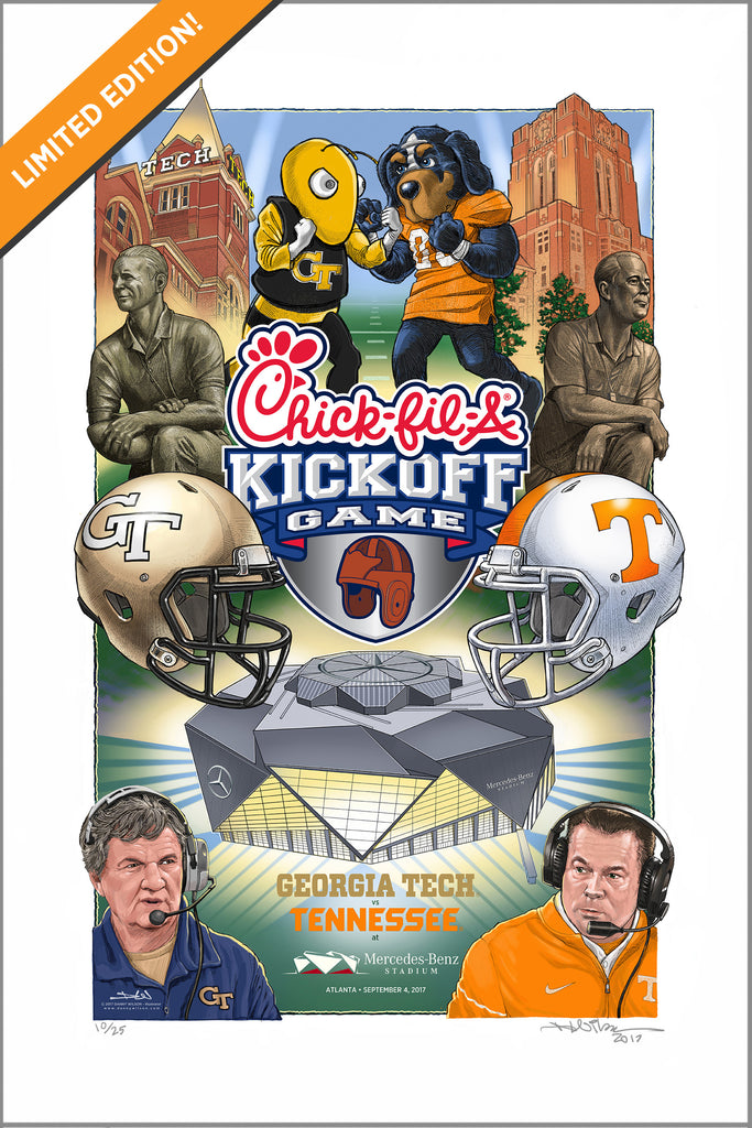 Limited edition print - 2017 Chick-fil-A Kickoff Game gicleé print - Georgia Tech vs Tennessee